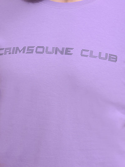 Purple Typographic Print T-Shirt-Men T-Shirts-Crimsoune Club