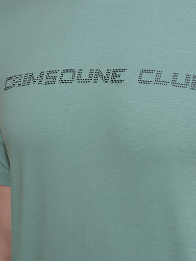 Green Typographic Print T-Shirt-Men T-Shirts-Crimsoune Club