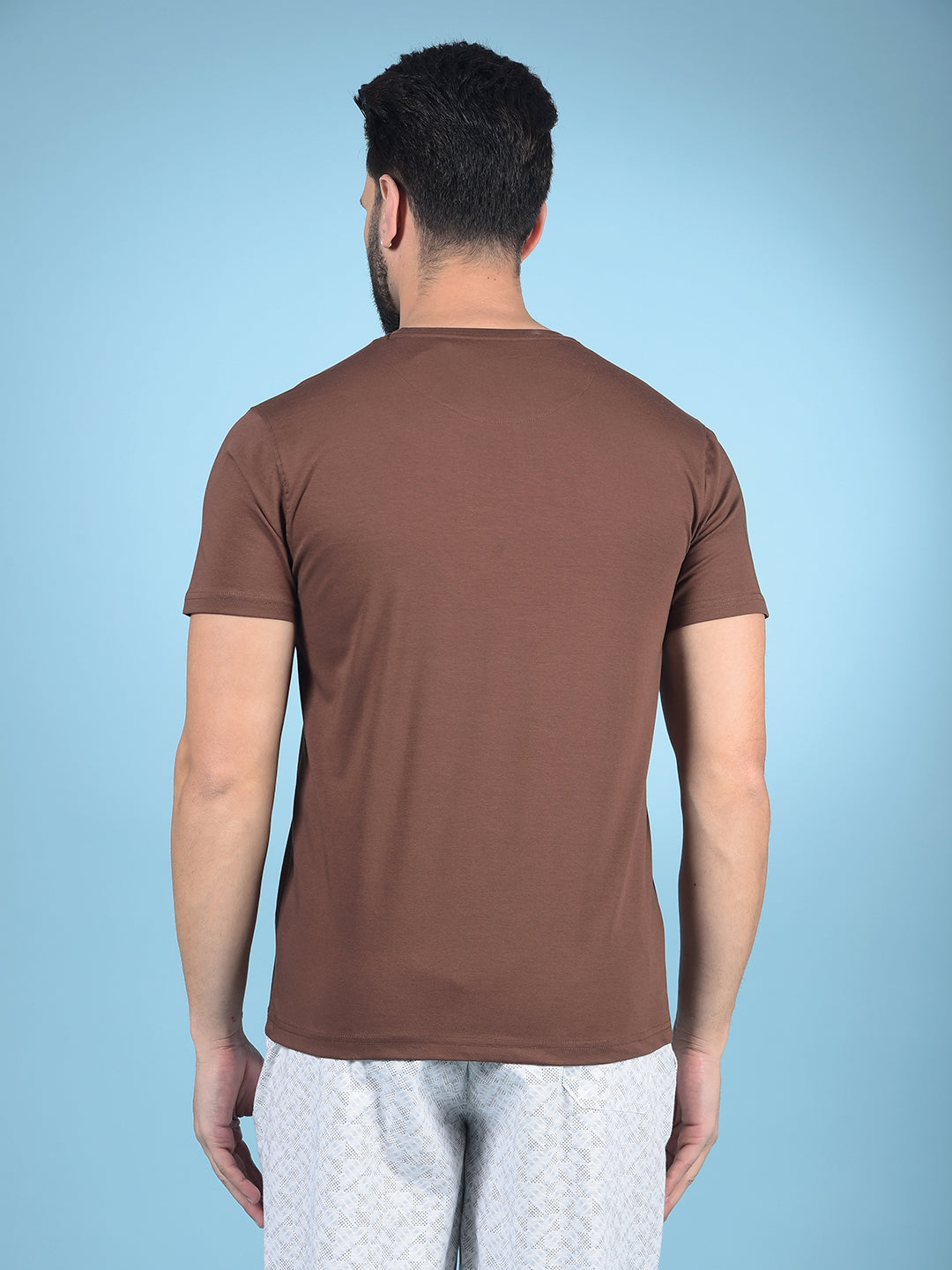 Brown Typographic Print T-Shirt-Men T-Shirts-Crimsoune Club