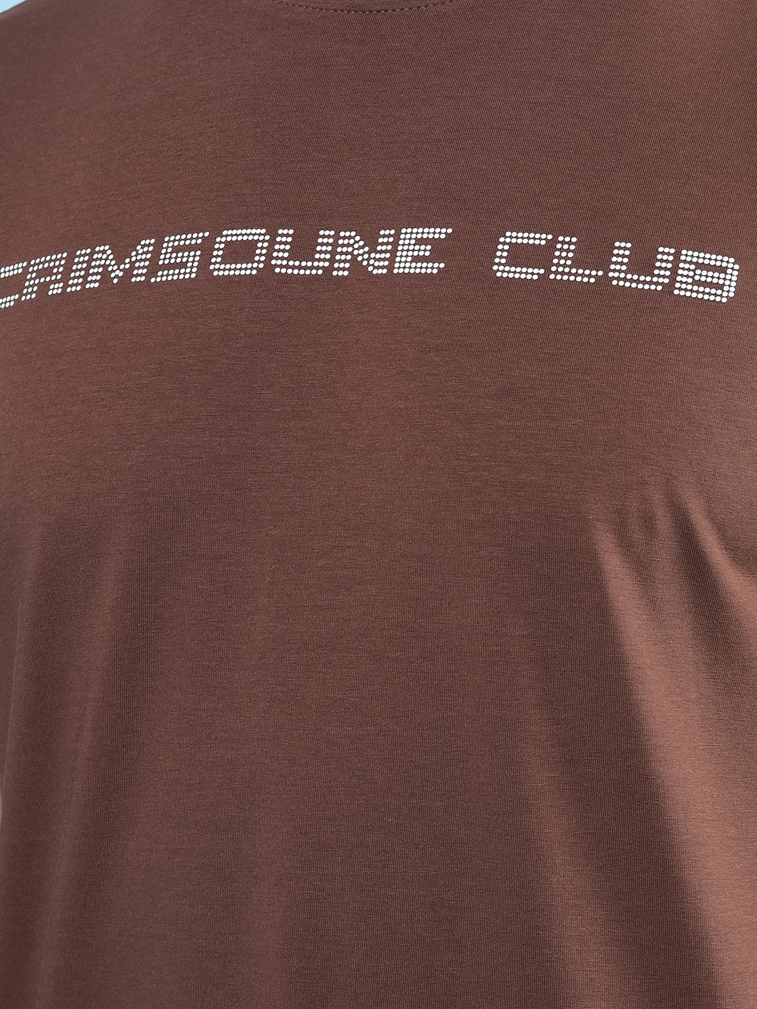 Brown Typographic Print T-Shirt-Men T-Shirts-Crimsoune Club