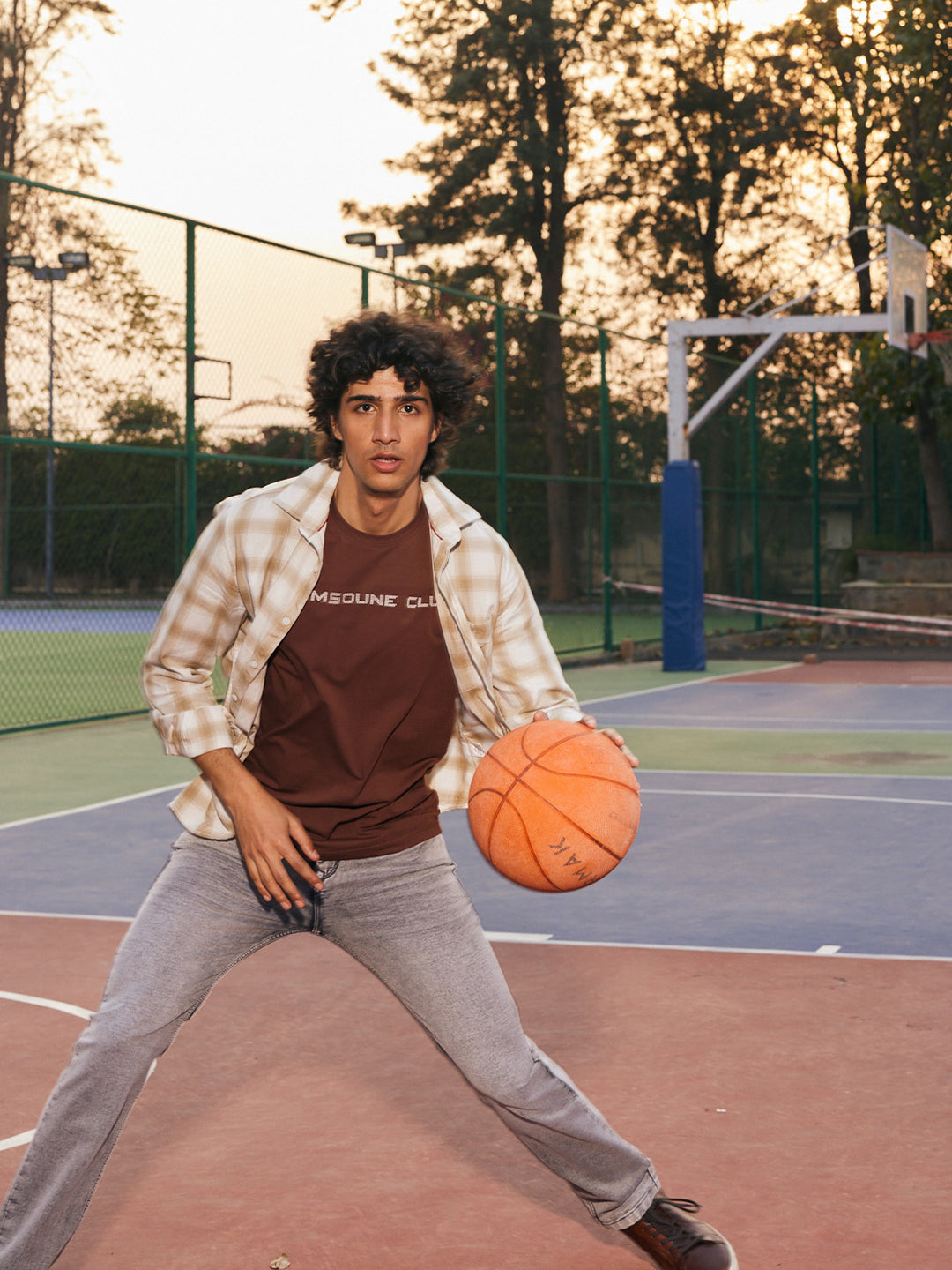 Brown Typographic Print T-Shirt-Men T-Shirts-Crimsoune Club