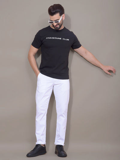 Black Typographic Print T-Shirt-Men T-Shirts-Crimsoune Club