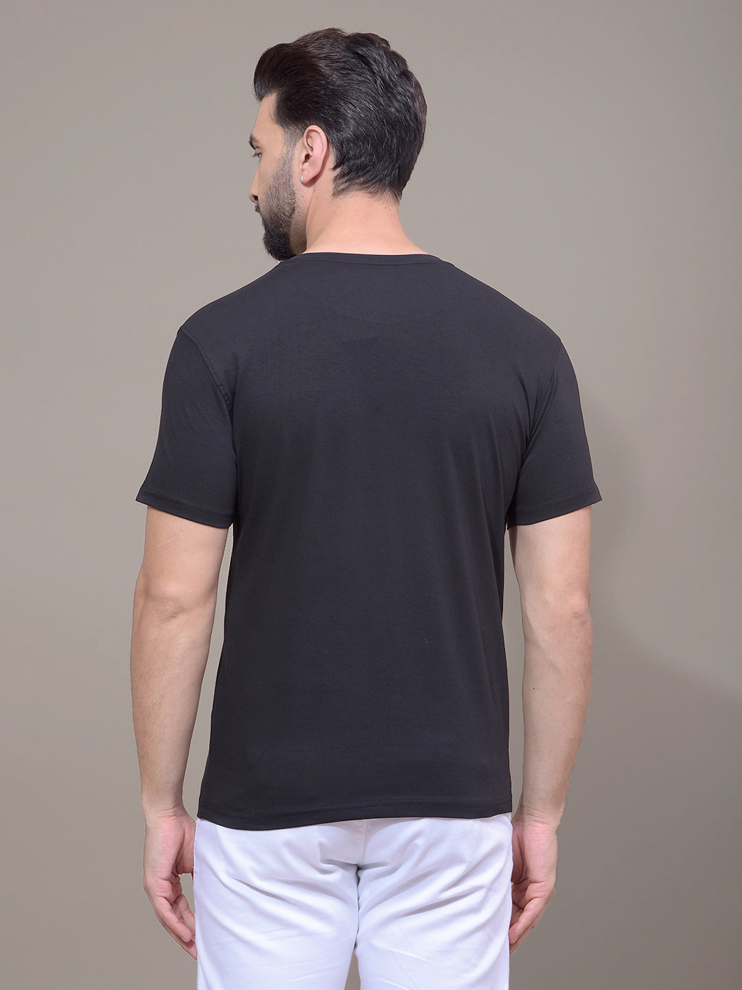 Black Typographic Print T-Shirt-Men T-Shirts-Crimsoune Club