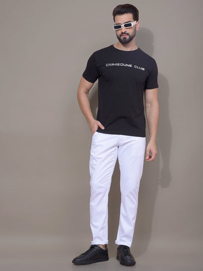 Black Typographic Print T-Shirt-Men T-Shirts-Crimsoune Club