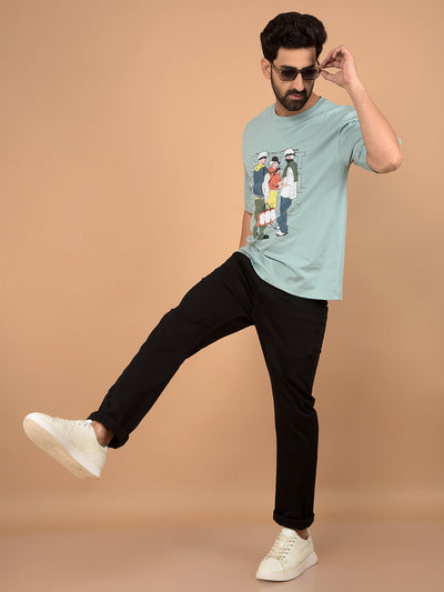 Green Graphic Print 100% Cotton T-Shirt-Men T-Shirts-Crimsoune Club