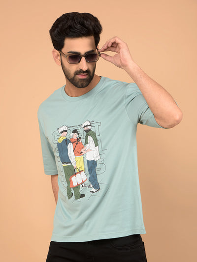 Green Graphic Print 100% Cotton T-Shirt-Men T-Shirts-Crimsoune Club