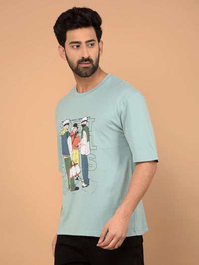 Green Graphic Print 100% Cotton T-Shirt-Men T-Shirts-Crimsoune Club