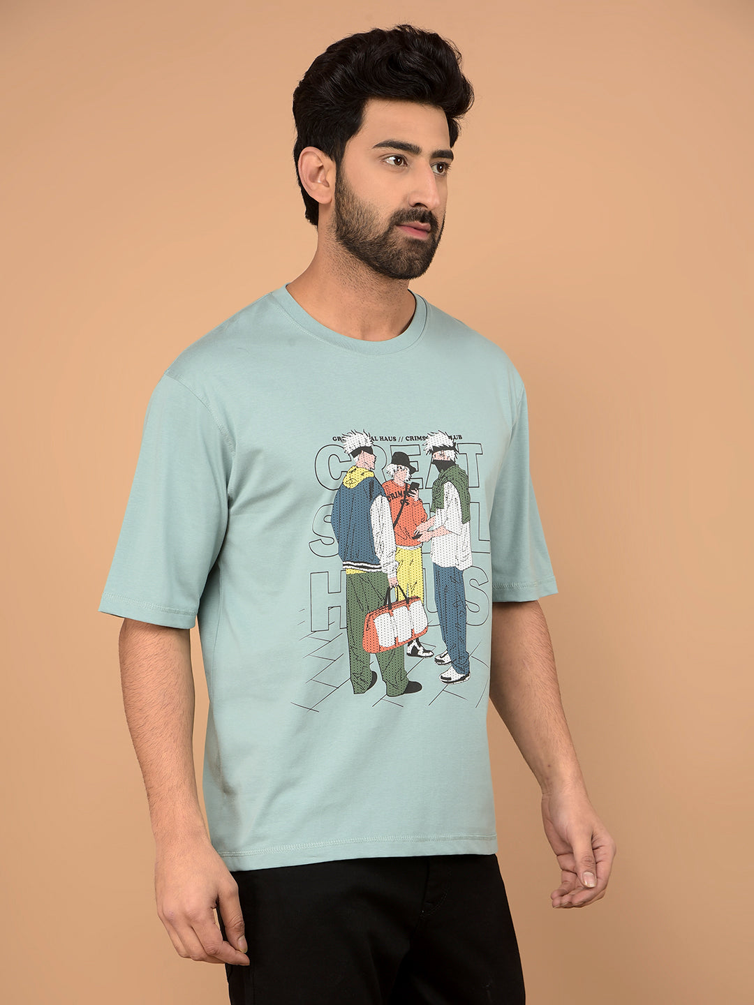 Green Graphic Print 100% Cotton T-Shirt-Men T-Shirts-Crimsoune Club