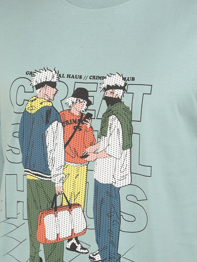 Green Graphic Print 100% Cotton T-Shirt-Men T-Shirts-Crimsoune Club