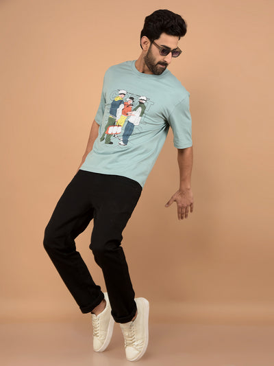Green Graphic Print 100% Cotton T-Shirt-Men T-Shirts-Crimsoune Club