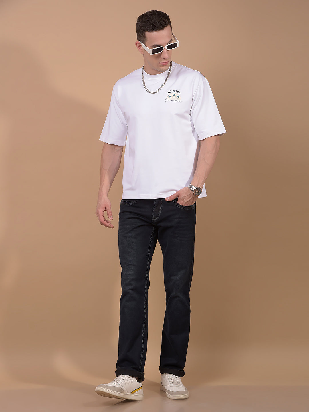 White Graphic Print T-Shirt-Men T-Shirts-Crimsoune Club