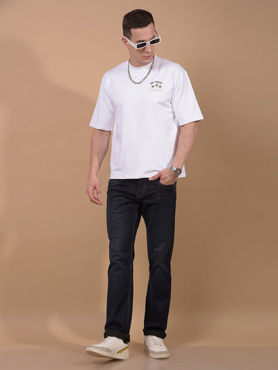 White Graphic Print T-Shirt-Men T-Shirts-Crimsoune Club