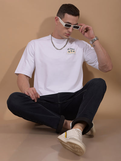 White Graphic Print T-Shirt-Men T-Shirts-Crimsoune Club