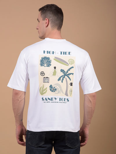 White Graphic Print T-Shirt-Men T-Shirts-Crimsoune Club