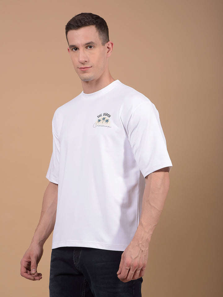 White Graphic Print T-Shirt-Men T-Shirts-Crimsoune Club
