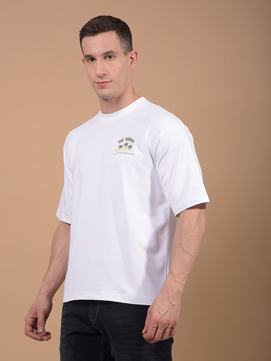 White Graphic Print T-Shirt-Men T-Shirts-Crimsoune Club