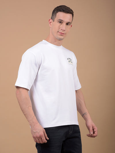 White Graphic Print T-Shirt-Men T-Shirts-Crimsoune Club
