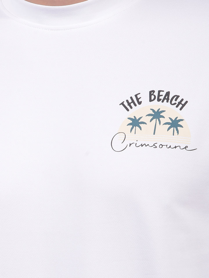 White Graphic Print T-Shirt-Men T-Shirts-Crimsoune Club
