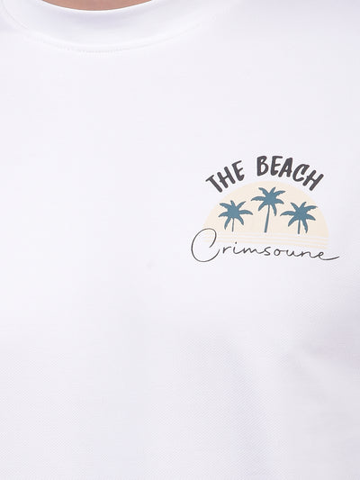 White Graphic Print T-Shirt-Men T-Shirts-Crimsoune Club
