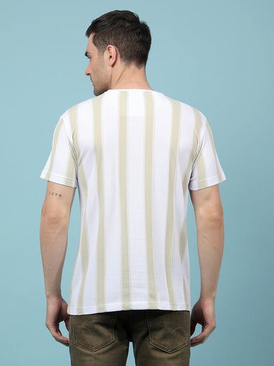 Green Vertical Stripes T-Shirt-Men T-Shirts-Crimsoune Club