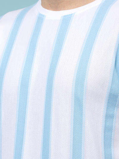 Blue Vertical Stripes T-Shirt-Men T-Shirts-Crimsoune Club