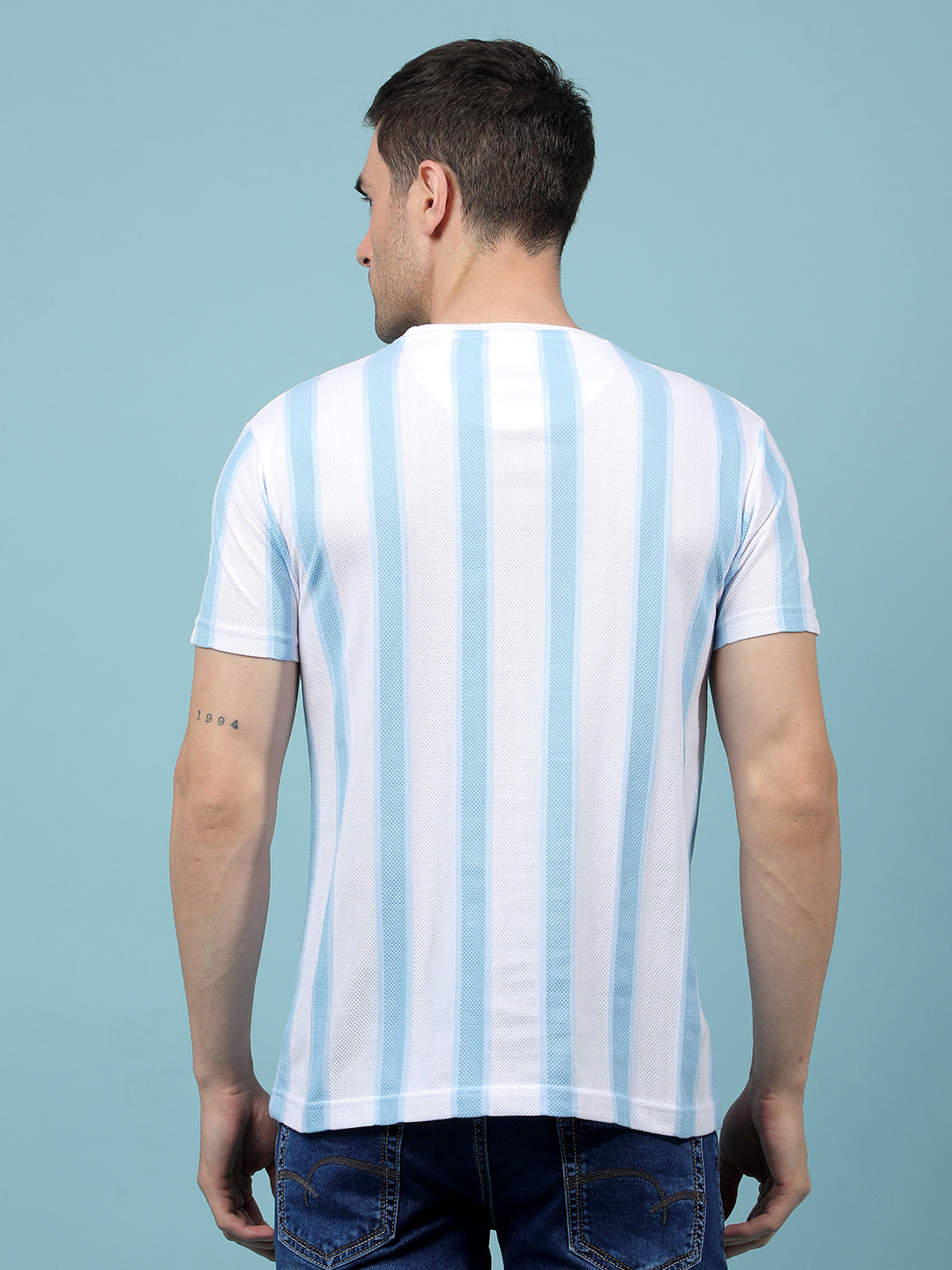 Blue Vertical Stripes T-Shirt-Men T-Shirts-Crimsoune Club