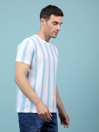Blue Vertical Stripes T-Shirt-Men T-Shirts-Crimsoune Club