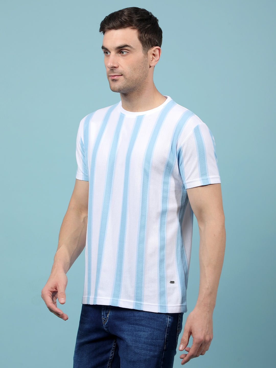 Blue Vertical Stripes T-Shirt-Men T-Shirts-Crimsoune Club