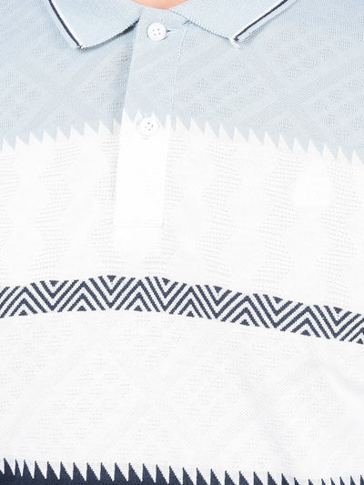 Blue Horizontal Stripes Polo Neck T-Shirt-Men T-Shirts-Crimsoune Club