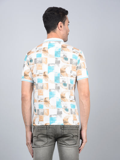 Brown Printed Polo Neck T-Shirt-Men T-Shirts-Crimsoune Club