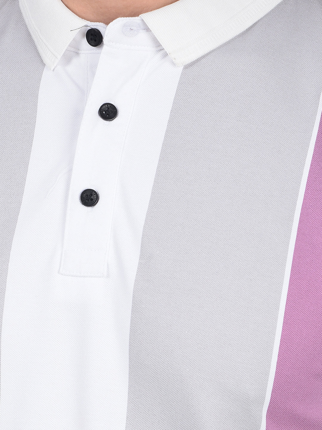 White Horizontal Stripes Polo Neck T-Shirt-Men T-Shirts-Crimsoune Club