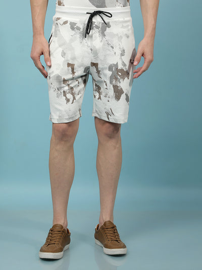 White Printed Shorts-Men Shorts-Crimsoune Club