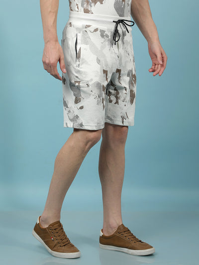 White Printed Shorts-Men Shorts-Crimsoune Club