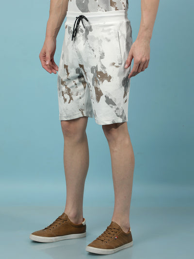 White Printed Shorts-Men Shorts-Crimsoune Club