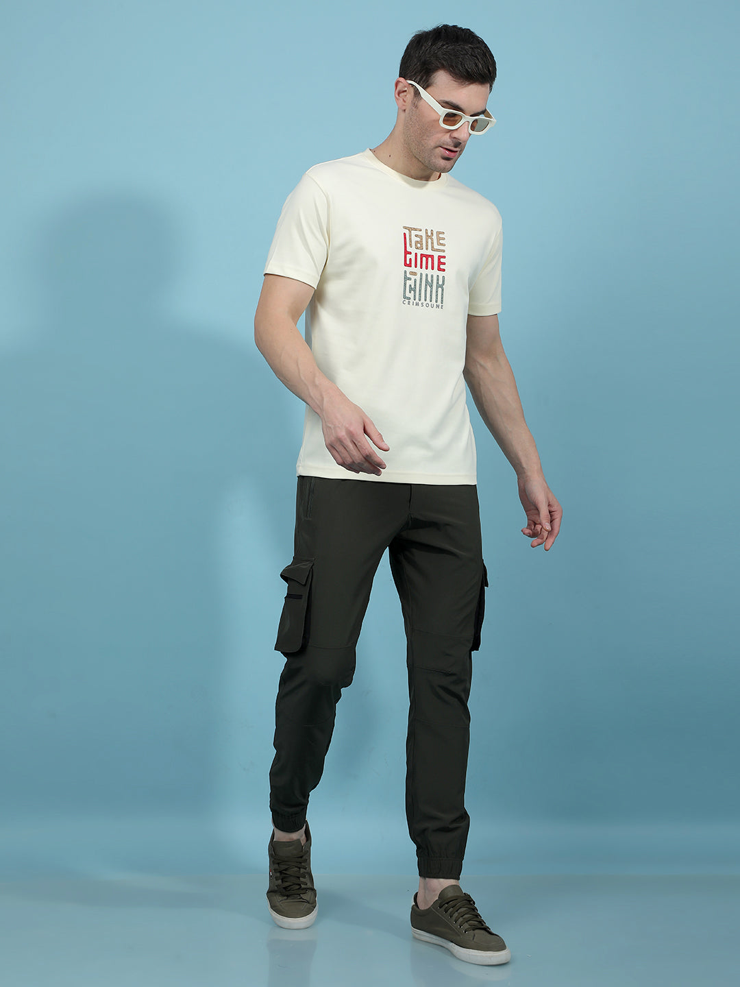 Cream Embellished T-Shirt-Men T-Shirts-Crimsoune Club