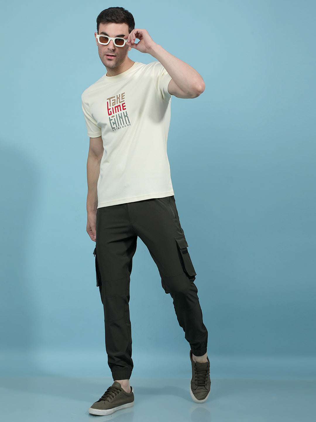 Cream Embellished T-Shirt-Men T-Shirts-Crimsoune Club