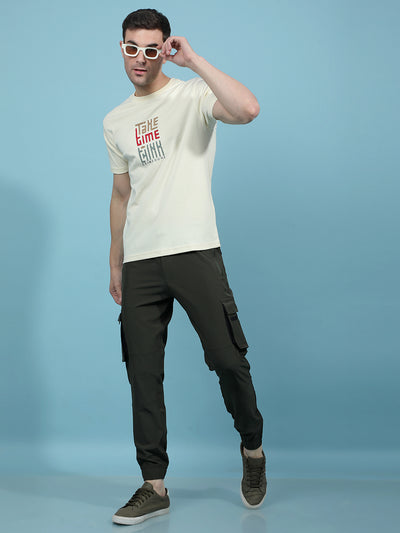 Cream Embellished T-Shirt-Men T-Shirts-Crimsoune Club