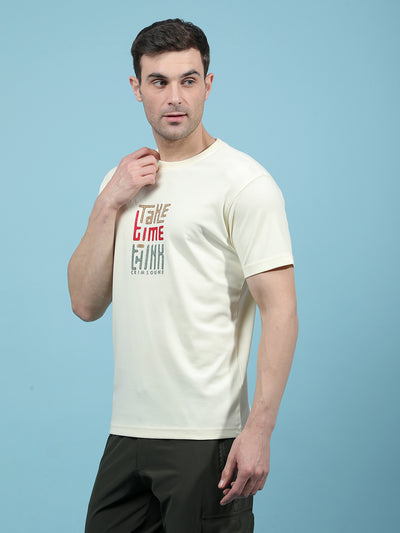 Cream Embellished T-Shirt-Men T-Shirts-Crimsoune Club