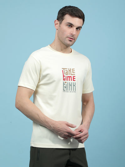 Cream Embellished T-Shirt-Men T-Shirts-Crimsoune Club