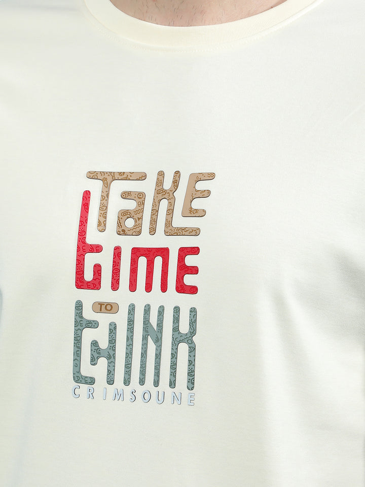 Cream Embellished T-Shirt-Men T-Shirts-Crimsoune Club