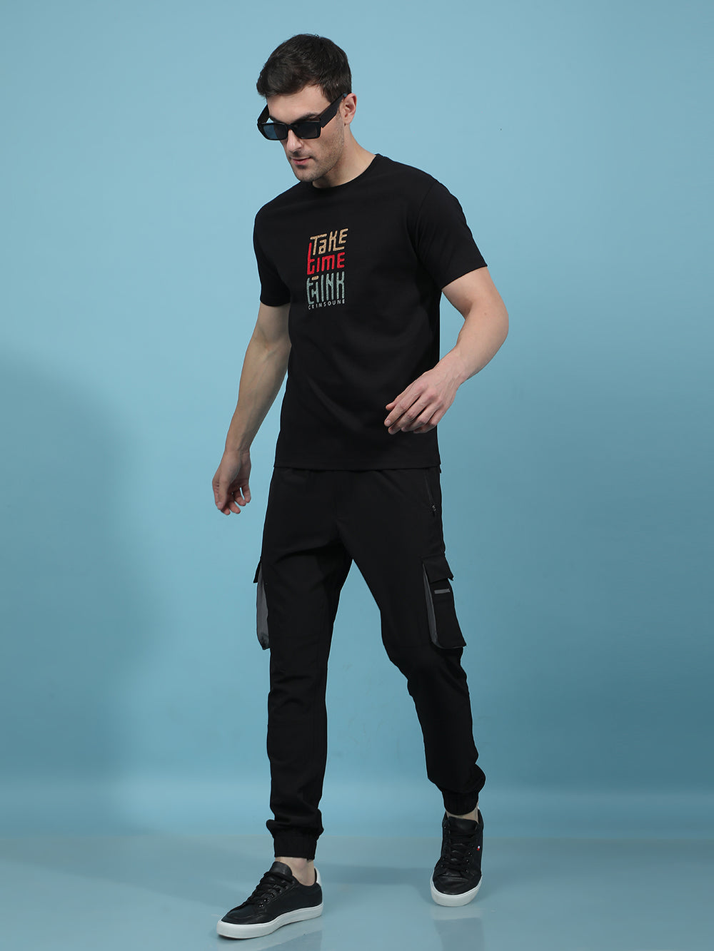 Black Embellished T-Shirt-Men T-Shirts-Crimsoune Club