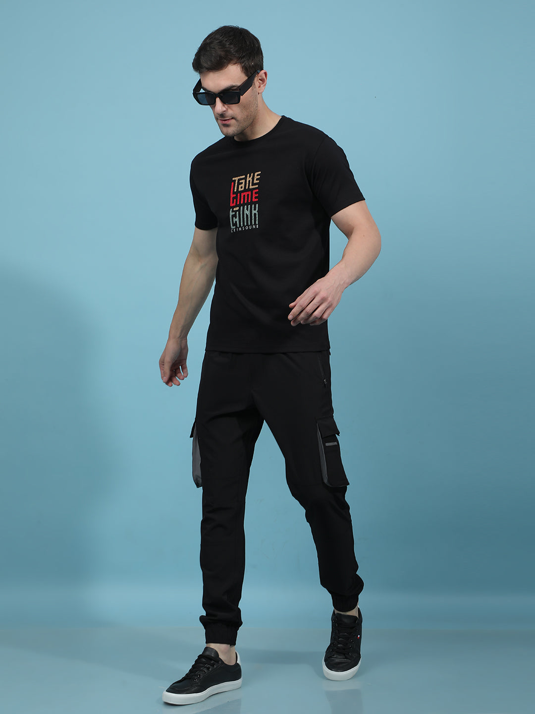 Black Embellished T-Shirt-Men T-Shirts-Crimsoune Club