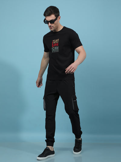 Black Embellished T-Shirt-Men T-Shirts-Crimsoune Club