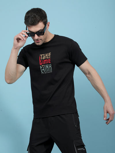 Black Embellished T-Shirt-Men T-Shirts-Crimsoune Club