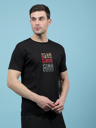 Black Embellished T-Shirt-Men T-Shirts-Crimsoune Club