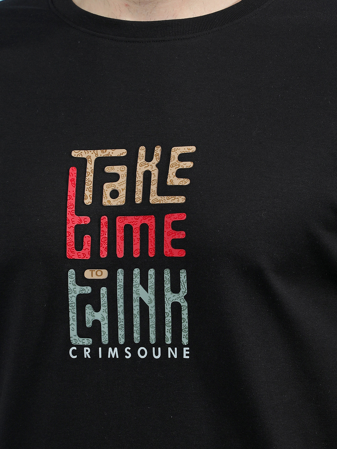 Black Embellished T-Shirt-Men T-Shirts-Crimsoune Club
