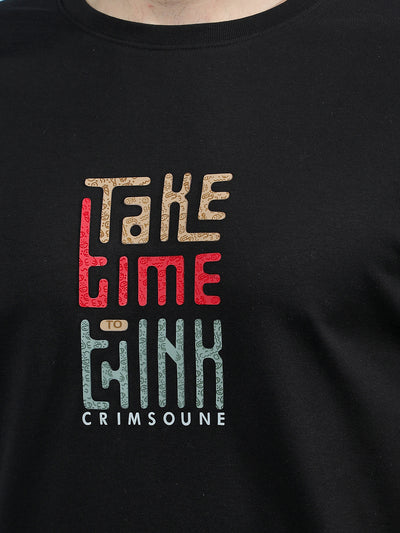 Black Embellished T-Shirt-Men T-Shirts-Crimsoune Club