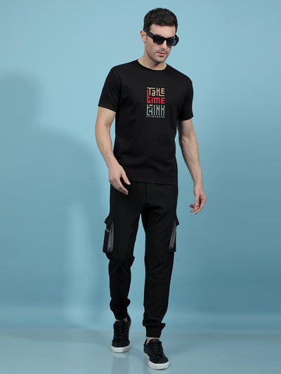 Black Embellished T-Shirt-Men T-Shirts-Crimsoune Club