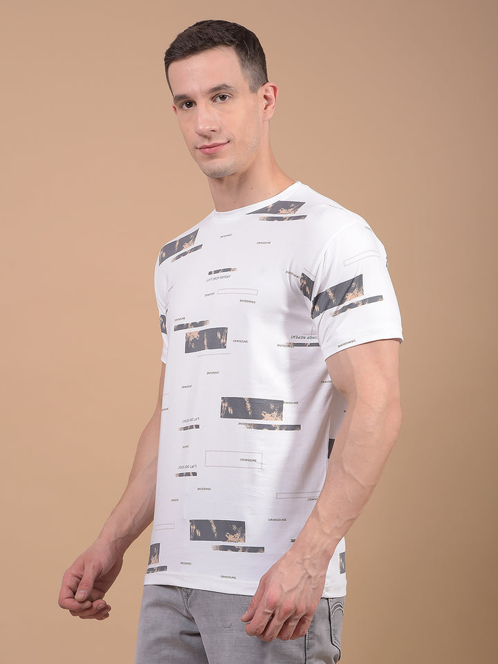 White Printed T-Shirt-Men T-Shirts-Crimsoune Club