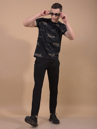 Black Printed T-Shirt-Men T-Shirts-Crimsoune Club